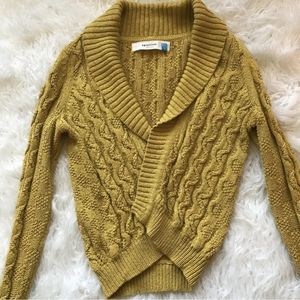 Anthropologie sparrow mustard cable knot wrap cardigan sweater